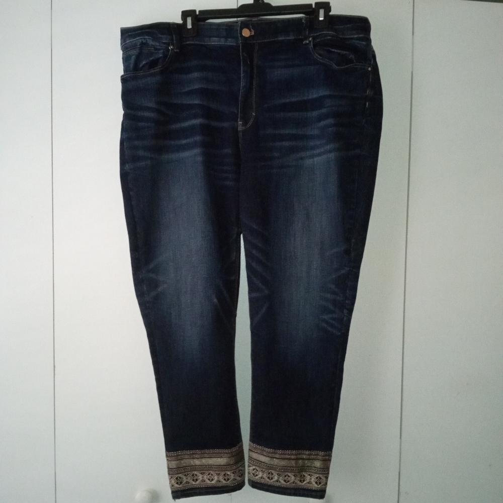 WHBM Embellished-Hem Straight Crop Jeans